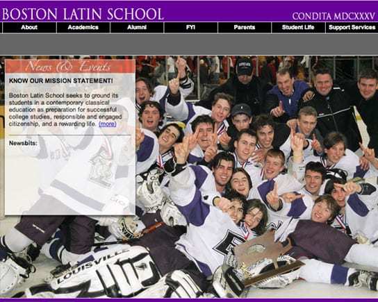 Boston Latin School Full Screen Homepage