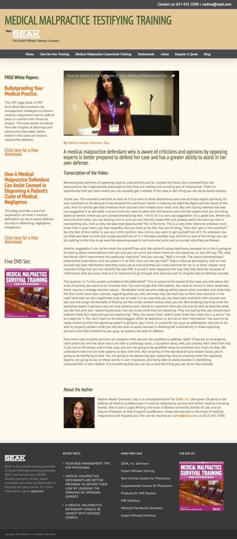 Malpractice Testifying Training Blog